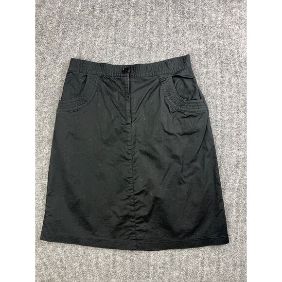 Modcloth Dresses & Skirts - ModCloth Skirt Women's Medium Black A Line Knee Pockets Zipper Rear Button Slit